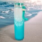 Colorful Motivational Glass Water Bottle with Hourly Markings