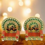 Exquisite Meenakari Work Laddu Gopal Singhasan – Premium Wood, Intricate Craftsmanship, 2-Piece Set