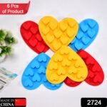 2724 Silicon 10 Cavity Heart Shape Design Chocolate Mould Ice, Jelly Candy Mould