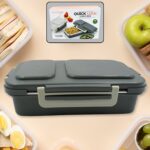 Miracle Quick Lock Leak Proof 2 Compartment Stainless Steel Lunch Box Inner Plate Reusable Microwave Freezer Safe Lunch Box Trendy Thermal Insulation Leak Proof For Office Vacuum Tiffin Box For Boys / Girls / School / Office Women And Men - Image 6