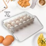 18 Cavity High-Capacity Egg Storage Box with Lid and Handles, Durable Plastic for Long-Lasting Use, Space-Saving Rectangular Design for Refrigerator Organization