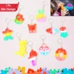 Compact Silicone Pop It Keychain Toy - Birthday Return Gift Of Kids - Portable Bubble Popping Fun Stress Relief Fidget Toy (Mix Design | 1 Pc)