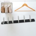 Cloth Hanger, Wall Door Hooks Rail For Hanging Clothes For Hanging Hook Rack Rail, Extra Long Coat Hanger Wall Mount For Clothes, Jacket, Hats, 6 Hook With Eco-Friendly Liquid Adhesive Glue