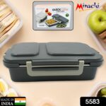 Miracle Quick Lock Leak Proof 2 Compartment Stainless Steel Lunch Box Inner Plate Reusable Microwave Freezer Safe Lunch Box Trendy Thermal Insulation Leak Proof For Office Vacuum Tiffin Box For Boys / Girls / School / Office Women And Men - Image 2