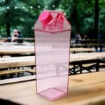 Plastic Milk Carton Water Bottle - Colorful Leakproof Design, 17 oz Capacity