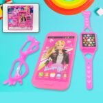 Barbiee Phone, Watch And Glasses Set For Girls, Beautiful Barbie Musical Phone Abs Plastic Toy Battery Operated Barbie Glass | Musical Mobile Phone / Toddler / Toy Phone For Kids / Calling Toy Phone (3 Pcs Set, Battery Not Included)