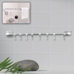 Wall Mount Hanging Kitchen Rack / Hook, Stainless Steel Pot Storage Holder Hanger, 45 Cm Utensil Shelf Pan Cabinet Rail Organizer 8 Hooks, For Coat, Spoon, Towels, Bar, Kitchen Tool (1 Pc)