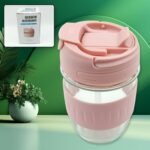 Leak-Proof Glass Tumbler With Lid And Straw & Silicone Case, Coffee Travel Mug, Reusable Coffee Cup, Bpa Free, Dishwasher And Microwave Safe, For Home Office Gifts Gym Workout (350 Ml)