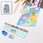 Stationery Kit For Kids - Stationery Set, Includes Wooden Pencil, Sharpener, Pencil And Eraser Set, Birthday Return Gift For Kids, Boys, Girls, 2 Pencil, 1 Scale, 1 Notebook,1 Sharpener, 1 Eraser & With Zip Bag (6 Pcs Set)
