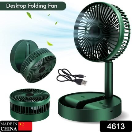 4613 Telescopic Electric Desktop Fan, Height Adjustable, Foldable & Portable for Travel/Carry | Silent Table Top Personal Fan for Bedside, Office Table