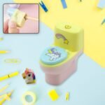 Toilet Pencil Sharpener Plastic Pencil Sharpener Novelty Pencil Sharpener, Cute Cartoon, Stationery Gift, Small Toilet Shaped Sharpener With Eraser Wheel For School Kids (2 Pc Set)