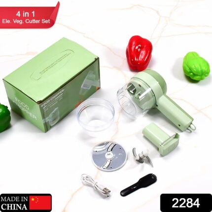 2284   4 in 1 Handheld Electric Vegetable Cutter Set, Multifunction Mini Chopper Food Processor, Wireless Electric Garlic Mud Masher, for Garlic, Chili ,Onion, Ginger