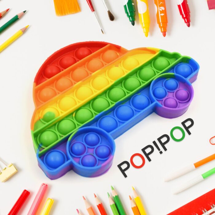 Pop Fidget Toy Push Pop Bubble Fidget Sensory Toy For Kids And Adults Fidget Popper Stress Reliever Sensory Fidget Poppers (Butterfly & Car Shape / 1 Pc) - Image 1