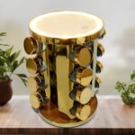 Golden Rotating Spice Rack Organizer with 16 Free Seasoning Jars