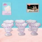 Crystal Plastic Ice-Cream Bowl Set - Elegant Serving Bowls for Desserts, Snacks, and More (Set of 6)