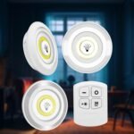 Led Light Under Closet Battery Powered Closet Wall Lamp With Remote Control Bedroom Kitchen Set Of 3 Led Lights And 1 Remote Control (Battery Not Included)