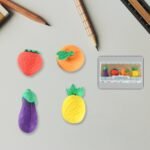 Mini Cute Vegetables And Fruits Erasers Or Pencil Rubbers For Kids, 1 Set Fancy & Stylish Colorful Erasers For Children, Eraser Set For Return Gift, Birthday Party, School Prize, 3D Erasers (4 Pc Set)