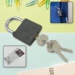 Iron Pad Lock, Brass Core And Thickened Spray Black Iron Door Lock With 3 Pc Keys For Home Dormitory, Waterproof Antirust Anti-Theft Padlocks Outdoor Gate Shed Locks Warehouse Small Iron Door Drawer Lock ( 37 Mm )