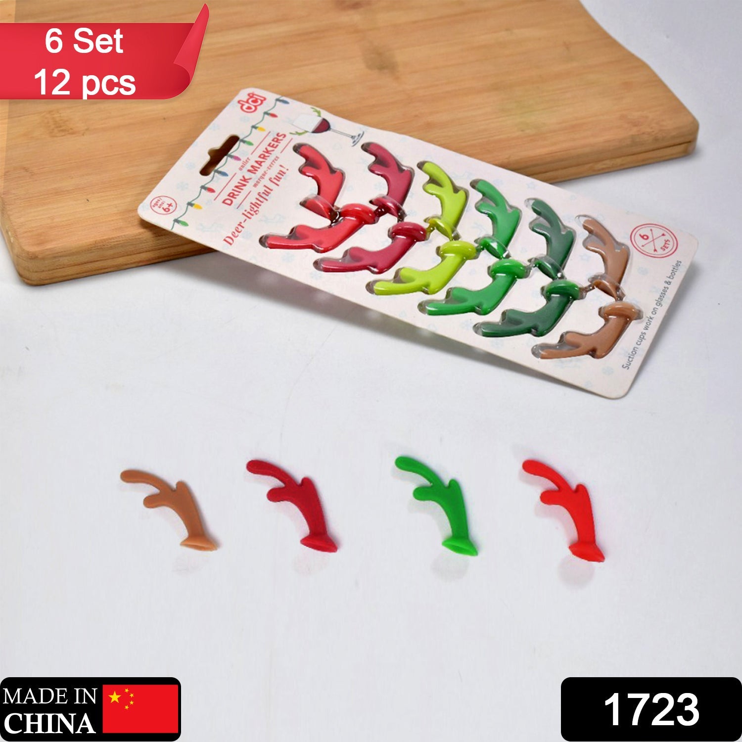 1723 Silicone Deer Drink Marker, Safe 16PCS Wine Glass Identification Tag Lightweight Unique Durable for Party