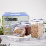 Classics Rectangular Plastic Airtight Food Storage Containers With Leak Proof Locking Lid Storage Container Set Of 3 Pc( Approx Capacity 500Ml,1000Ml,1500Ml, Transparent)