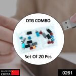 0261 OTG Type C & USB to Micro USB Adapter for Android Mobile Smart Phones & Tablets With Zip Pouch (Pack of 20)