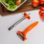 2-in-1 Stainless Steel Kitchen Combo: Gas Lighter and Vegetable Cutter Peeler Set