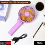 7604 Portable Mini handy Fan & Personal Table Fan | Rechargeable Battery Operated Fan Suitable for Kids, Women, Makeup Artist, Home Office