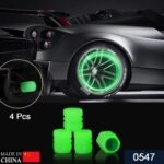 Tyre Valve Caps Luminous Glow Car Tire Air Stem Valve Cap Covers Vaal Cap ( 4 Pcs Mix Colour)