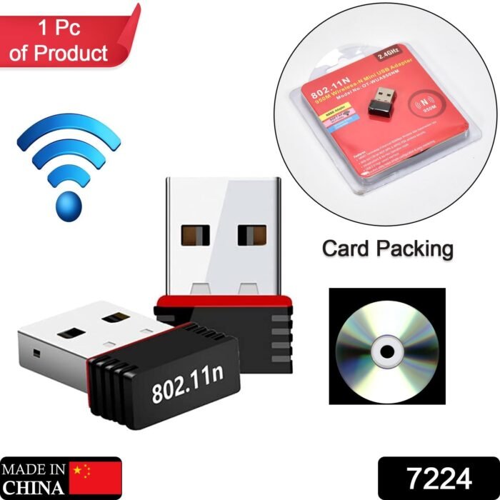 7224 Wi-Fi Receiver Wireless Mini Wi-Fi Network Adapter with with Driver Cd For Computer & Laptop And Etc Device Use