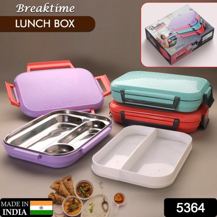 5364 Break Time Lunch Box Steel Plate Multi Compartment Lunch Box Carry To All Type lunch In Lunch Box & Premium Quality Lunch Box ideal For Office , School Kids & Travelling Ideal