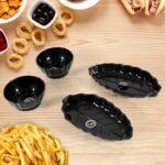Ertiga Round Ceramic Bowl With Plastic Leaf Shape Serving Platter Set