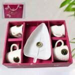 Crysta Ceramic Tea Cups with Plastic Tray Set for Versatile and Stylish Drinking