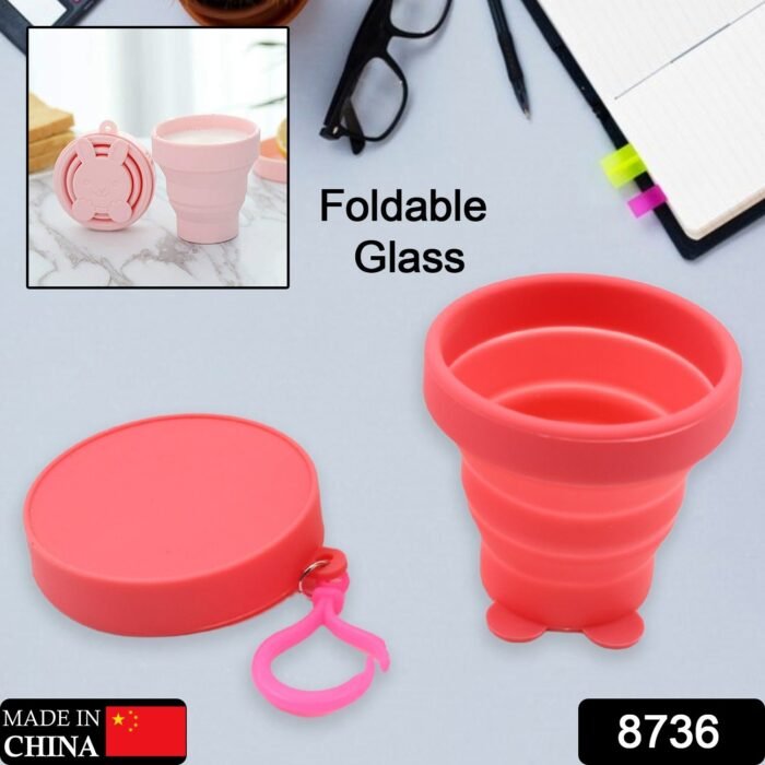Reusable Folding Silicone Tumbler / Glass / Cup, Folding Cups With Reusable Lid, Silicone Folding Cup With Clip Hook Folding Travel Cup Bag For Travel, Camping, Sports (1 Pc) - Image 2