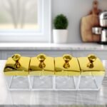 Storage Jar Set One Set With 4 Jars With Lids, Tray & 4 Spoon For Coffee, Tea, Sugar For Storage Jar With Tray For Home Kitchen