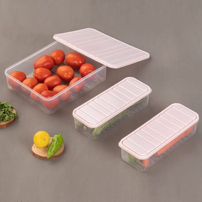 3-Piece BPA-Free Plastic Food Storage Containers with Secure Lids, Stackable and Freezer-Safe - Image 3