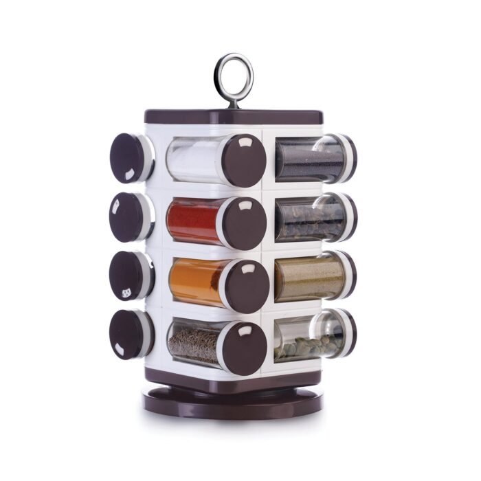 8119 Ganesh Multipurpose Revolving Spice Rack With 16 Pcs Dispenser each 100 ml Plastic Spice ABS Material 1 Piece Spice Set 1 Piece Spice Set  (Plastic)