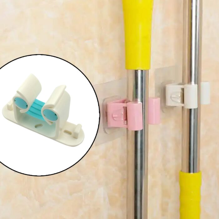 Multifunctional Holder With 4 Screw Wall Mounted Broom Organizer Cleaning Tools Holder Hanger, Hanging Hook For Bathroom Kitchen, Multi Function Holder Garage Clip Bike Hanger Wall Mount Set (1 Pc) - Image 3
