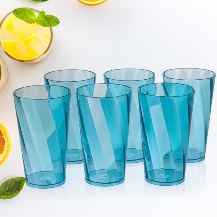 Premium Juice And Water Glasses Set Of 6 Transparent, 300Ml, Drinking Water Glasses Stylish & Crystal Round Highball Glasses For Water, Juice & Cocktails, Glass Set Of 6 For Water - Image 1
