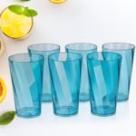 Premium Juice And Water Glasses Set Of 6 Transparent, 300Ml, Drinking Water Glasses Stylish & Crystal Round Highball Glasses For Water, Juice & Cocktails, Glass Set Of 6 For Water