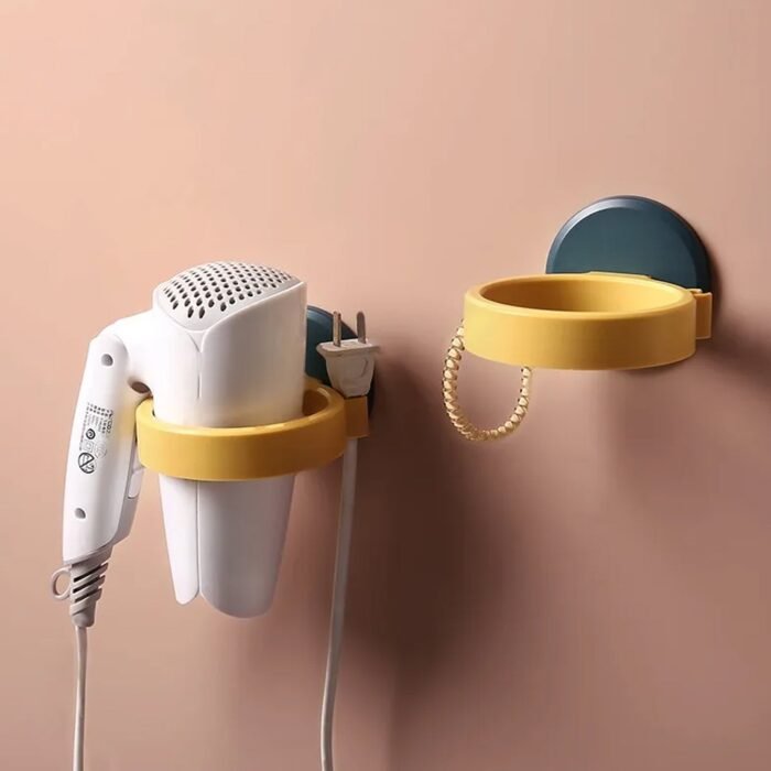 Wall Mount Hair Dryer Holder With Suction Cup, Plastic Wall Bracket For Bathroom, Beauty Salon / Home Use Self Adhesive Hair Dryer Stand Rack (1 Pc) - Image 3