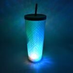Cup With Straw & Led Lighting Reusable Matte Studded Tumbler With Leak Proof Lid Water Cup Travel Mug Coffee Ice Water Bottle Double Walled Insulated Tumbler Bpa Free (1 Pc)