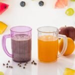Stylish Juice Glass With Handle, Water Glass, Beer Glass, Milk Shake Glass, Multipurpose Glass Plastic Beer Mug, Unbreakable Beer Tasting Glasses, Clear Juice Glasses Suitable For Kids (2 Pc)