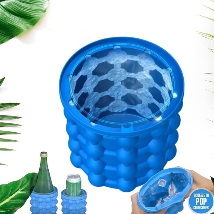 7196 Magic Silicone Ice Cube Maker Genie Space Saving Kitchen Ice Bucket Summer Beach.