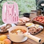 Mini Travel Cutting Board Set, 4 Pcs Portable Mini Camping Plastic Cutting Board & Knife, Fruits & Vegetable Peeler Scissors, Kitchen Knives Set, For Travel, Picnic, Camping, Outdoor, Park (4 Pc Set)