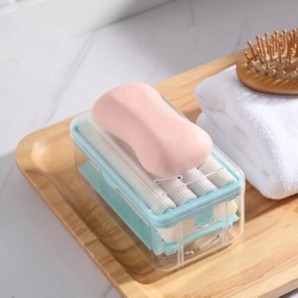 6296B 2-in-1 Portable Soap Roller Dish & Soap Dispenser with Roller and Drain Holes, Multifunctional Soap Holder Foaming Soap Bar Box for Home, Kitchen, Bathroom