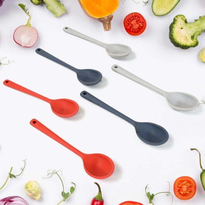 Multipurpose Silicone Spoon, Silicone Basting Spoon Non-Stick Kitchen Utensils Household Gadgets Heat-Resistant Non Stick Spoons Kitchen Cookware Items For Cooking And Baking (6 Pcs Set) - Image 10