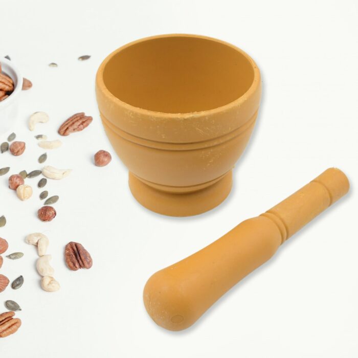 Mortar And Pestle Set For Spices, Okhli Masher, Khalbatta, Kharal, Mixer, Natural & Traditional Grinder And Musal, Well Design For Kitchen, Home, Herb - Image 1