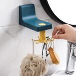 360 Degree Rotating Self Adhesive Plastic Wall Hook Hanger; Multifunctional Hanger With 6 Heavy Duty Claw Hooks