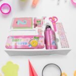 12 Pcs Stationery Kit, 1 Pencil Box/ Compass Box, 1 Eraser, 1 Scissors, 1 Ruler, 4 Pencil, 2 Diary, 1 Bottle, 1 Sharpener, Stationary Set For Kids Birthday Return Gifts For Kids Stationary Gift Set (12 Pcs Set)