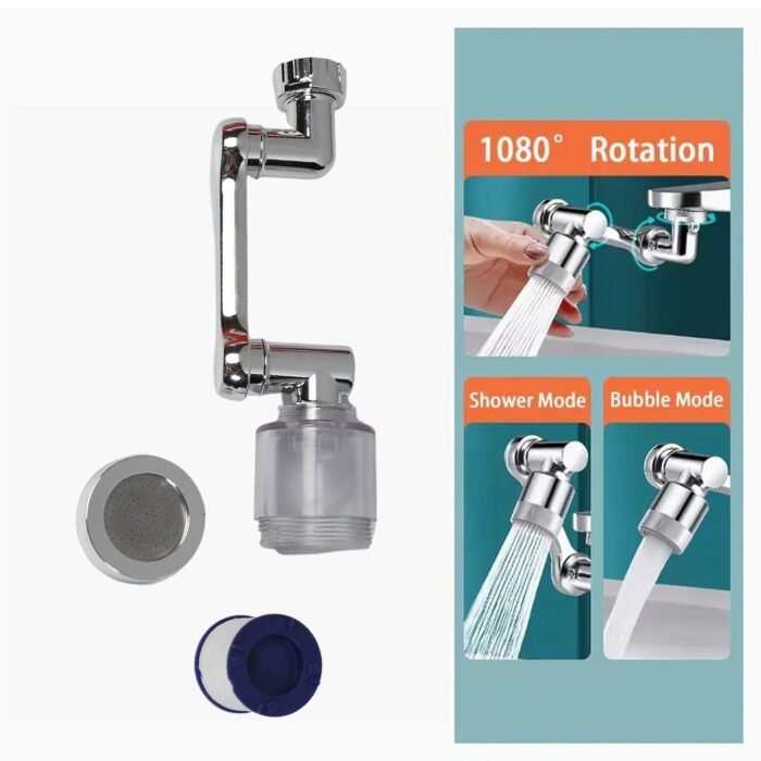 1509  Splash Faucet Filter Faucet, 1080 Rotating Faucet Sprayer Head Double O-ring Design, Movable Tap Water Saving, Sink Aerator Extender For Bathroom Kitchen